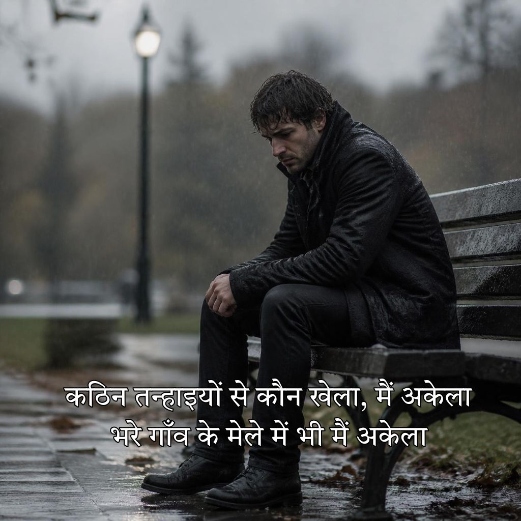 2 Lines Alone Shayari In Hindi​​ Text